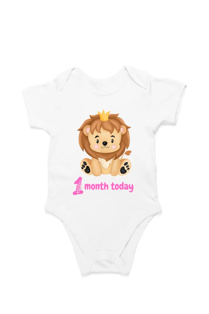 1 Month Celebration :  Lion Baby Gril Rompers Printed For Your Baby's Monthly Milestone