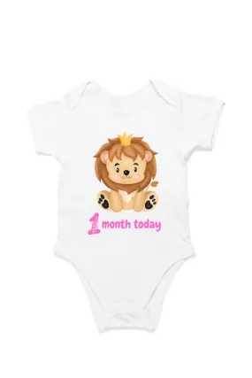 1 Month Celebration :  Lion Baby Gril Rompers Printed For Your Baby's Monthly Milestone