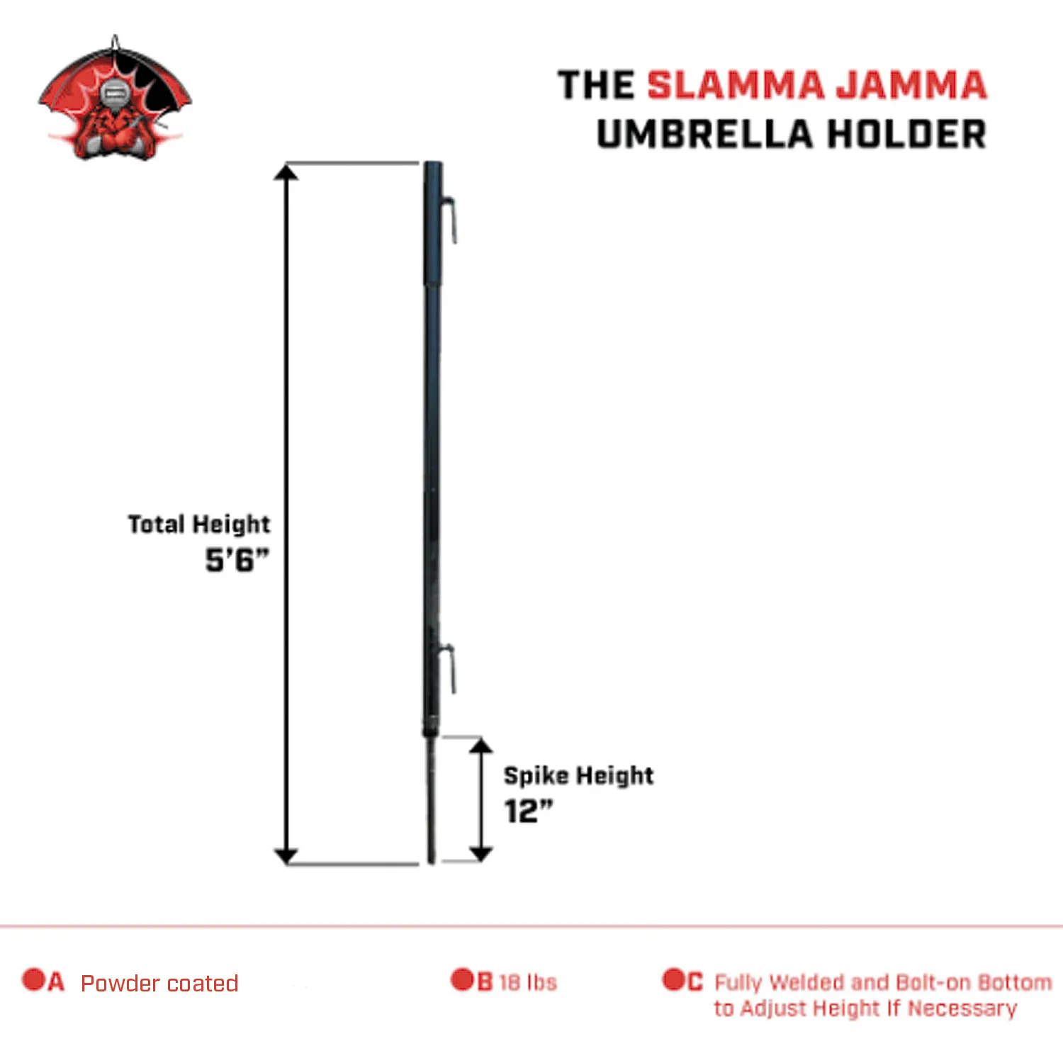 10' Orange Pipeliners Cloud Umbrella, Slamma Jamma Holder