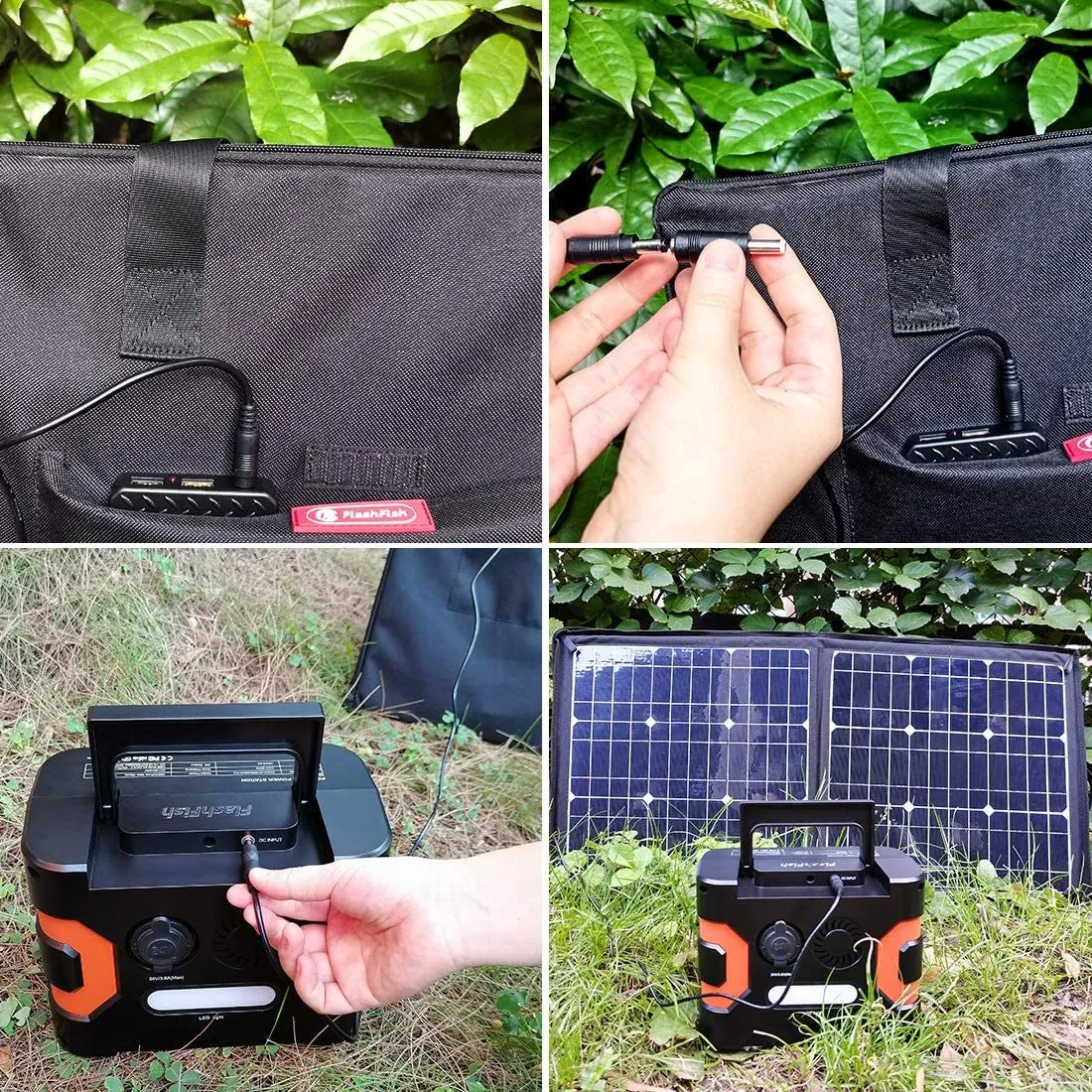 100W 18V Portable Solar Panel, Flashfish Foldable Solar Charger with 5V USB 18V DC Output Compatible with Portable Generator, Smartphones, Tablets and More