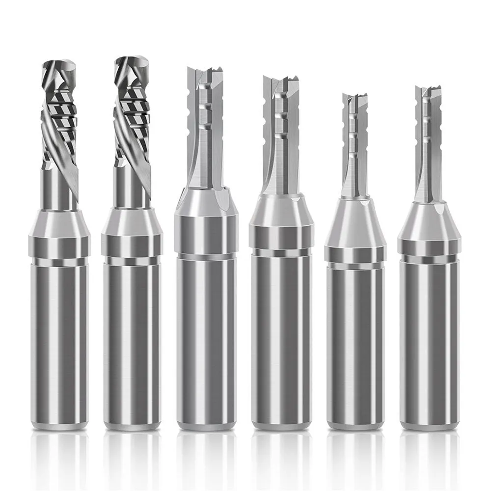 1/2 Inch 12.7mm Shank Tungsten Mortising Carbide Router Bit 2 Flutes/3 Flutes TCT Straight Router Bit Straight Flute End Milling Cutter 6-8mm Cutting Diameter 20-22mm Cutting Length