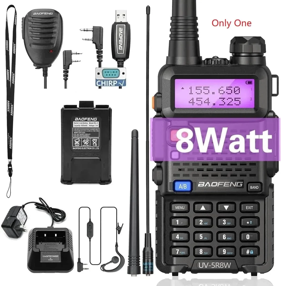 1/2PCS BaoFeng UV-5R 8W Tri-Power Walkie Talkie High Power Dual Band Long Range 128 CH Portable Handheld UV 5R Ham Two Way Radio