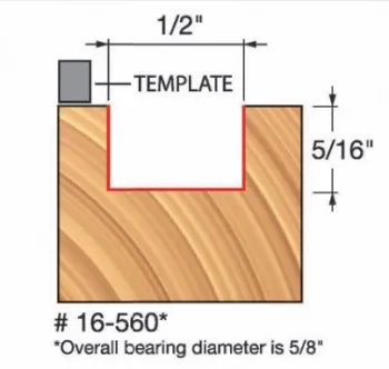 1/2" x 5/16" Mortising Bit, Top Bearing