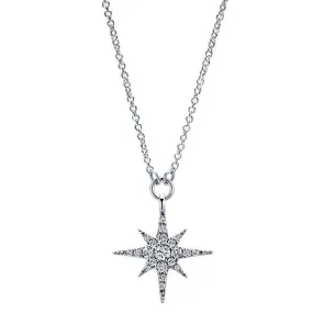 14K White Gold Starburst Diamond Fashion Necklace