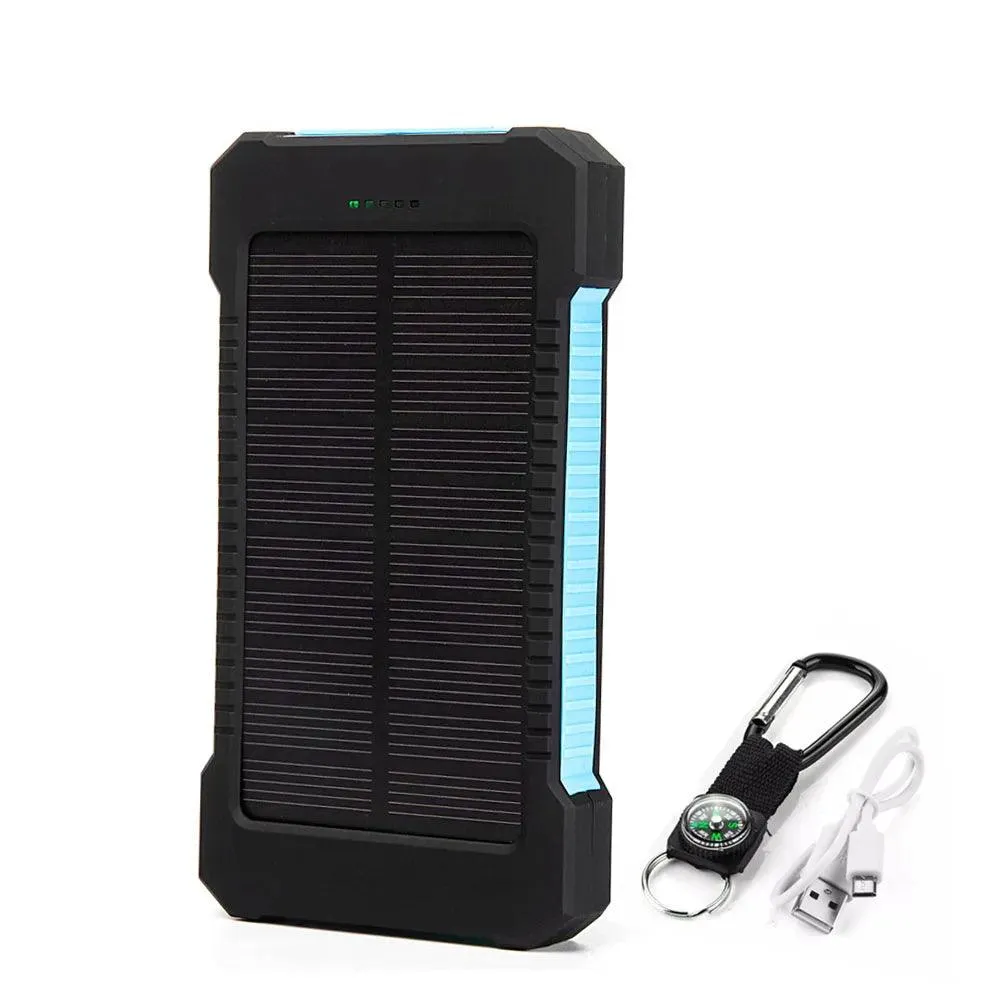 20000mAh Waterproof Solar Power Bank with Dual USB Ports and LED SOS Light for Emergency Charging