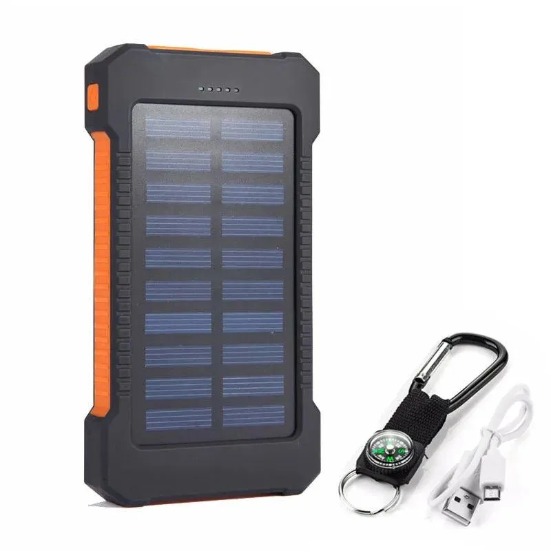 20000mAh Waterproof Solar Power Bank with Dual USB Ports and LED SOS Light for Emergency Charging