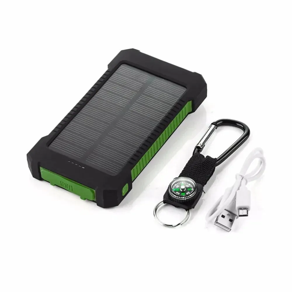 20000mAh Waterproof Solar Power Bank with Dual USB Ports and LED SOS Light for Emergency Charging