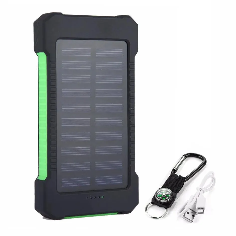 20000mAh Waterproof Solar Power Bank with Dual USB Ports and LED SOS Light for Emergency Charging