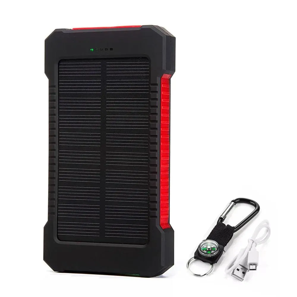 20000mAh Waterproof Solar Power Bank with Dual USB Ports and LED SOS Light for Emergency Charging