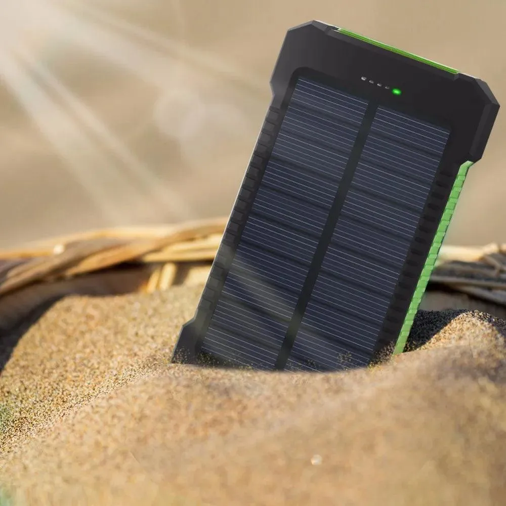 20000mAh Waterproof Solar Power Bank with Dual USB Ports and LED SOS Light for Emergency Charging