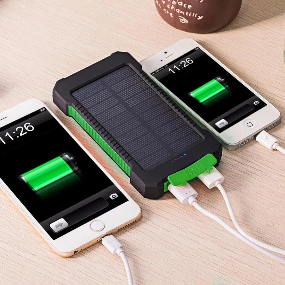 20000mAh Waterproof Solar Power Bank with Dual USB Ports and LED SOS Light for Emergency Charging