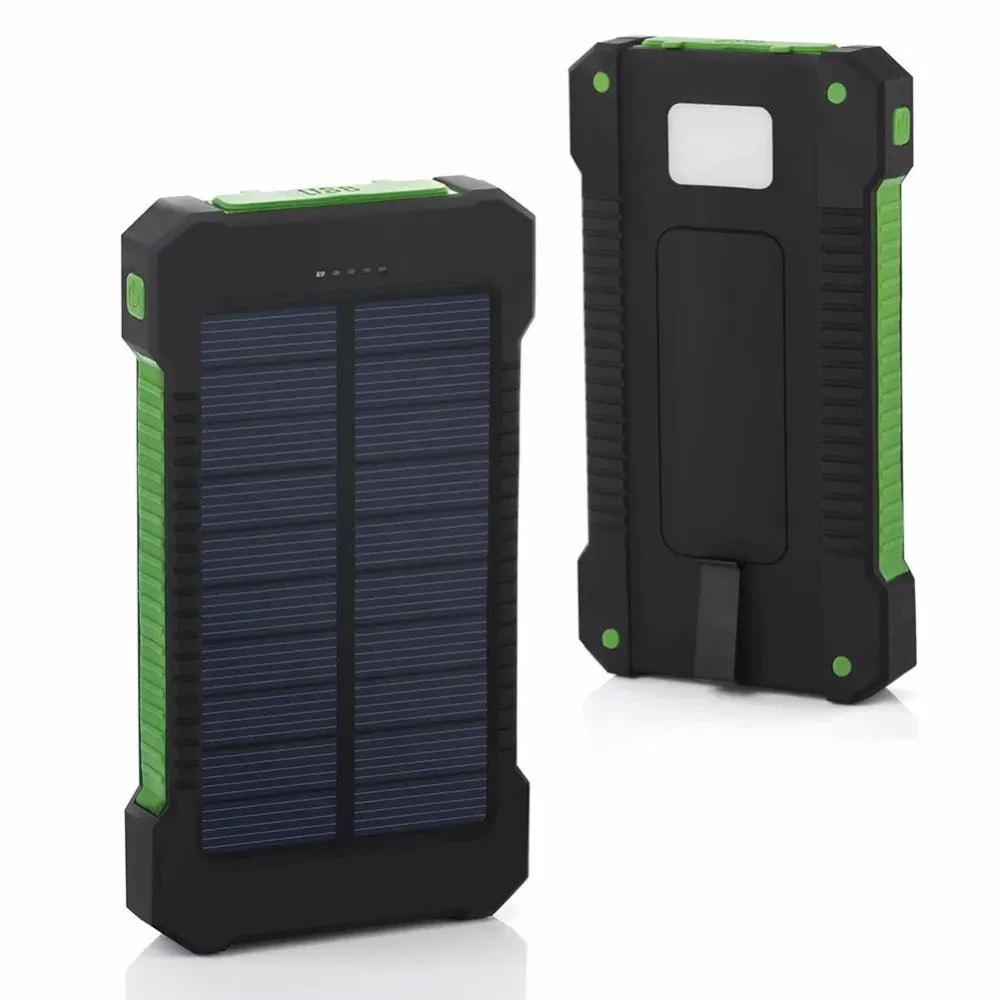 20000mAh Waterproof Solar Power Bank with Dual USB Ports and LED SOS Light for Emergency Charging