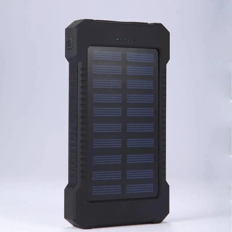 20000mAh Waterproof Solar Power Bank with Dual USB Ports and LED SOS Light for Emergency Charging