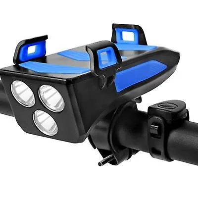 2000mah blue 4 in 1 waterproof bicycle light, bike phone holder, cycle bell, mobile phone power bank AZ22469