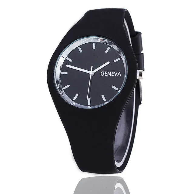 2017 Fashion Color Ultra-thin Fashion Gift Silicone Strap Leisure Watch Geneva Sport Wristwatch Women Jelly Watches