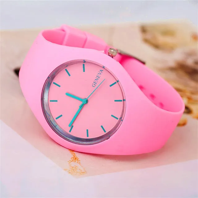 2017 Fashion Color Ultra-thin Fashion Gift Silicone Strap Leisure Watch Geneva Sport Wristwatch Women Jelly Watches