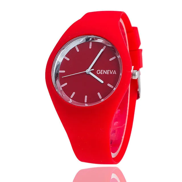 2017 Fashion Color Ultra-thin Fashion Gift Silicone Strap Leisure Watch Geneva Sport Wristwatch Women Jelly Watches