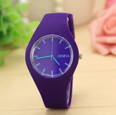 2017 Fashion Color Ultra-thin Fashion Gift Silicone Strap Leisure Watch Geneva Sport Wristwatch Women Jelly Watches