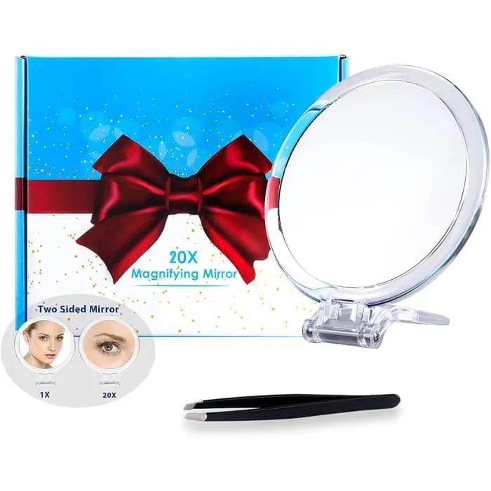 20x Magnifying Hand Mirror Two Sided Use For Makeup Application (15 Cm)