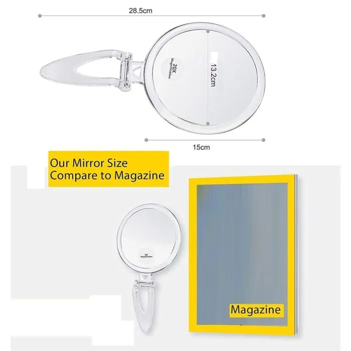 20x Magnifying Hand Mirror Two Sided Use For Makeup Application (15 Cm)