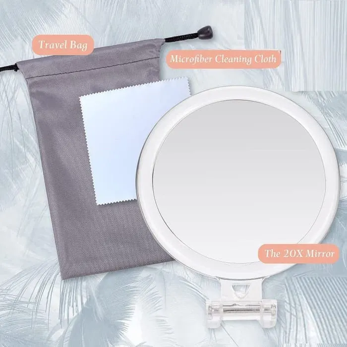 20x Magnifying Hand Mirror Two Sided Use For Makeup Application (15 Cm)