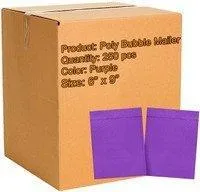 250 Pack Purple Poly Bubble Mailers 6 x 9. Padded Envelopes 6x9