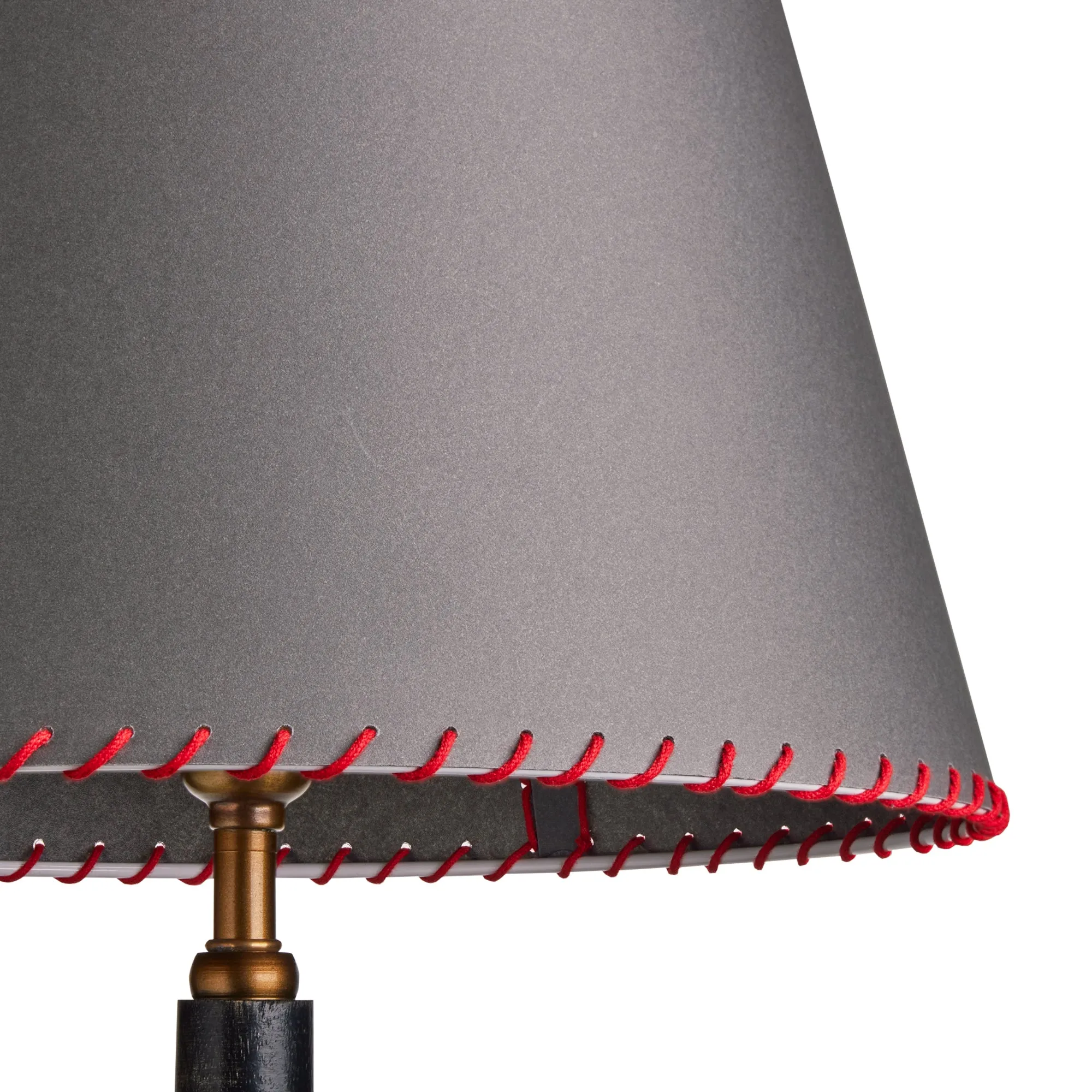 30cm Empire shade in grey vellum with red stitching