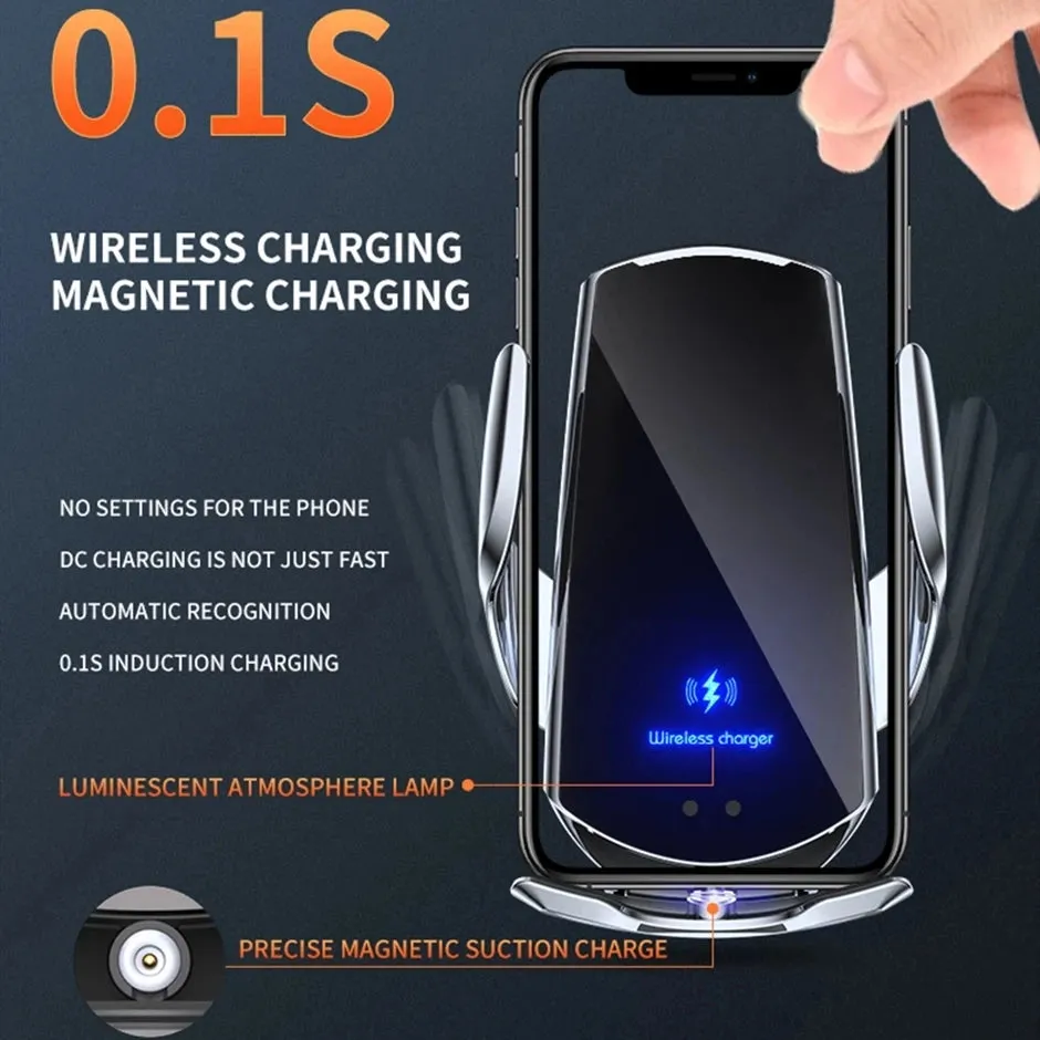 30W Car Wireless Charger Magnetic Automatic Car Mount Phone Holder For iPhone Xiaomi Samsung Infrared Induction Fast Charging|wireless charger weather station