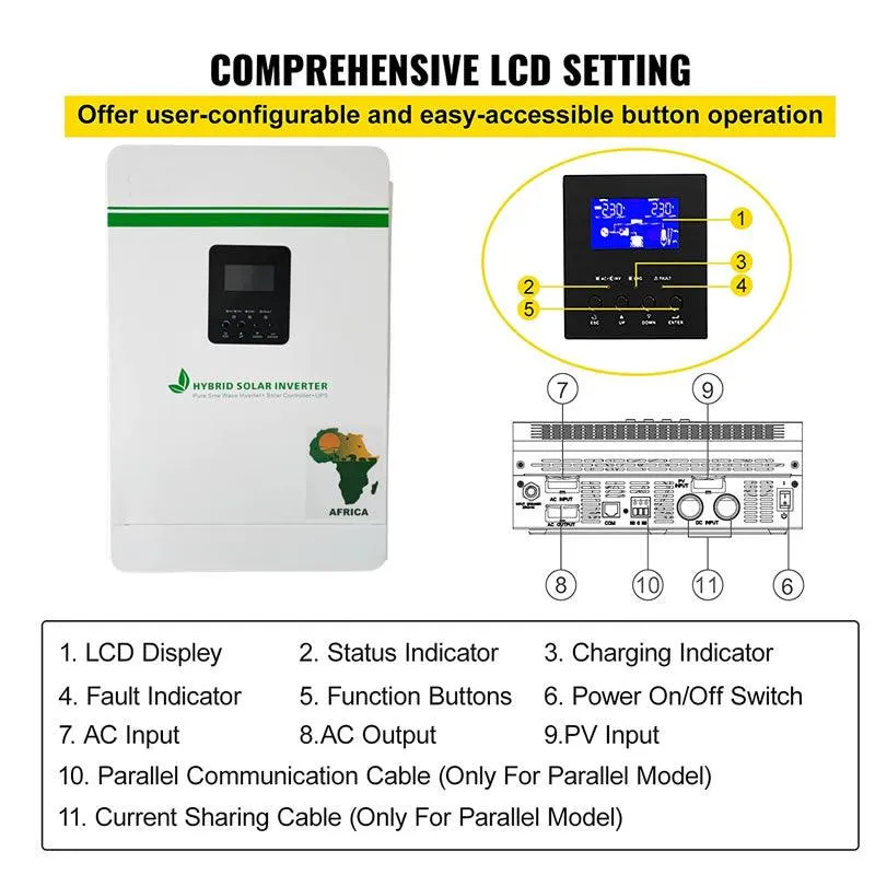 5.5KVA 48V PWM Pure Sinewave Hybrid 5000W Solar Inverter