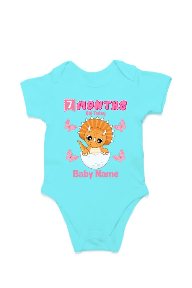 7 Month Celebration : Dino Rompers Printed With Your Baby Girl Name For Their Monthly Milestone