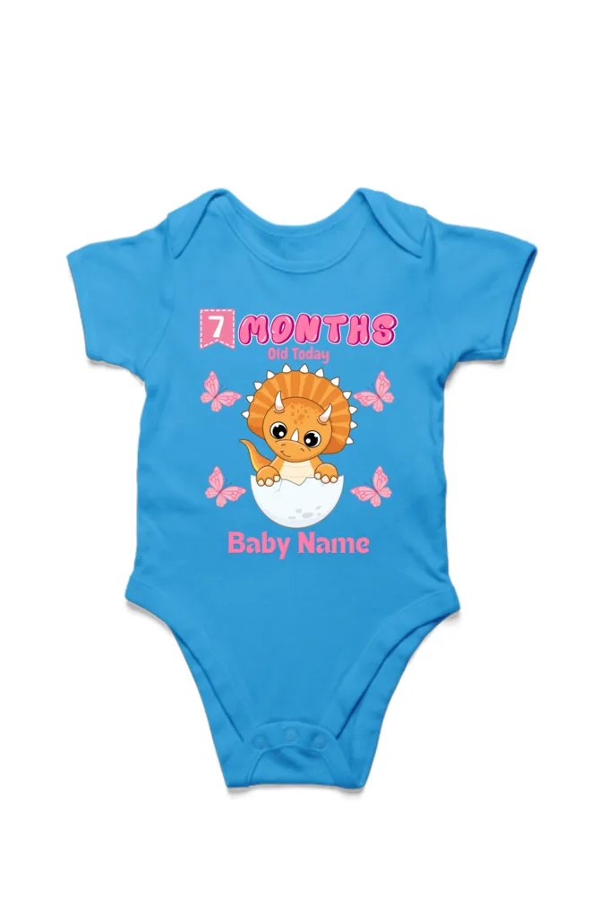 7 Month Celebration : Dino Rompers Printed With Your Baby Girl Name For Their Monthly Milestone