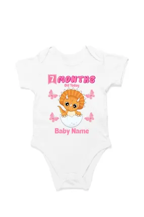 7 Month Celebration : Dino Rompers Printed With Your Baby Girl Name For Their Monthly Milestone