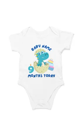 9 Month Celebration : Dino Rompers Printed With Your Baby Name For Their Monthly Milestone