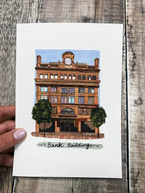 A5 Bank Buildings Greeting Card