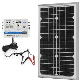 ACOPower 30W 12V Solar Charger Kit | 5A Charge Controller with Alligator Clips