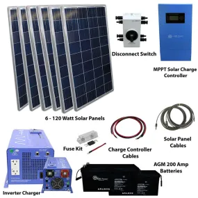 AIMS Power 12VDC Off-Grid Solar Kit | 720 Watt Solar   1000 Watt Pure Sine Inverter Charger