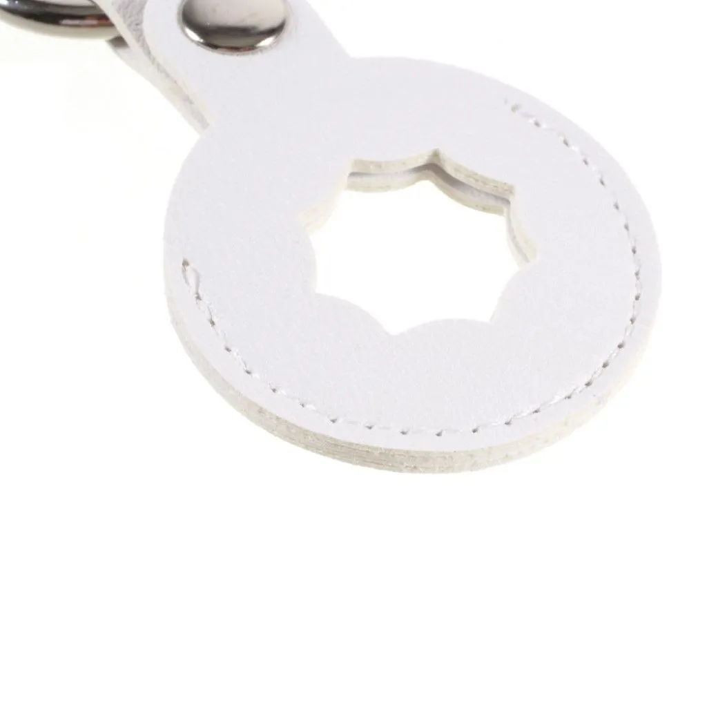 AirTags octagon design leather cover with keyring - White