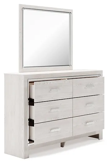 Altyra Queen Bookcase Panel Bed, Dresser, Mirror and Chest