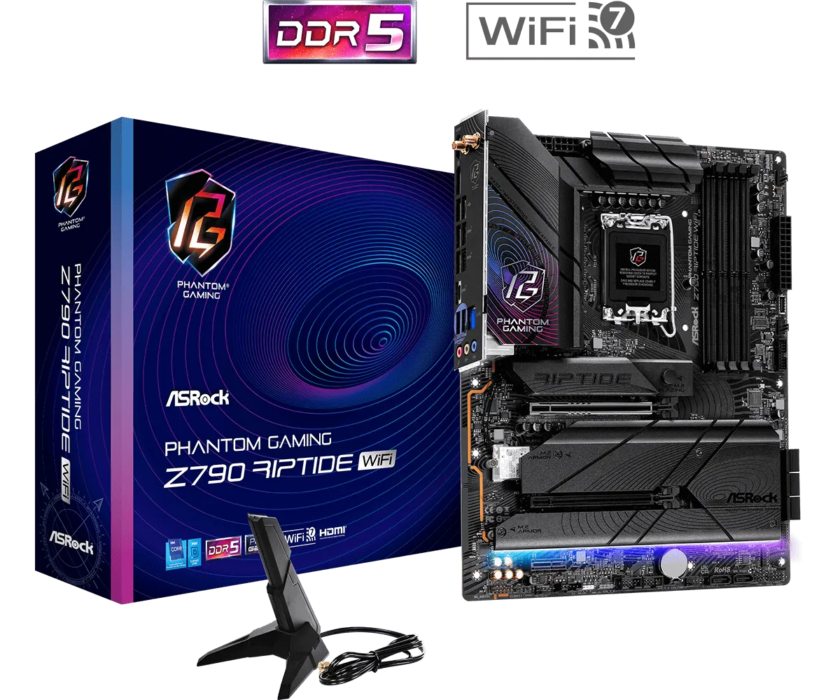 ASRock PHANTOM GAMING Z790 Riptide WiFi7 DDR5,LGA 1700 ATX Motherboard