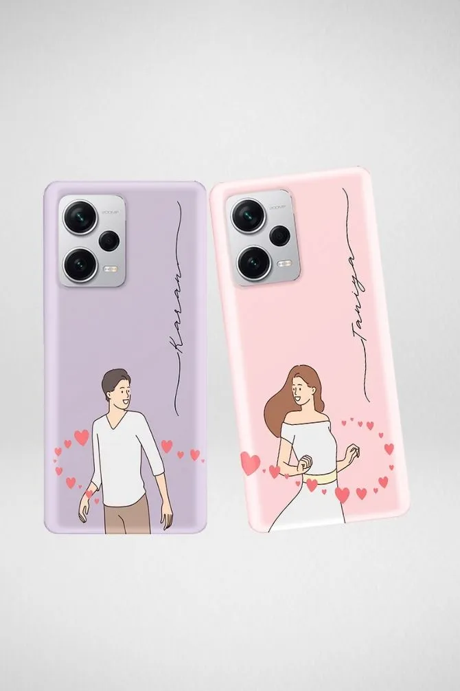 Attractive Cute Couple Customized Hard Mobile Case - iPhone, Samsung, OnePlus & Xiaomi