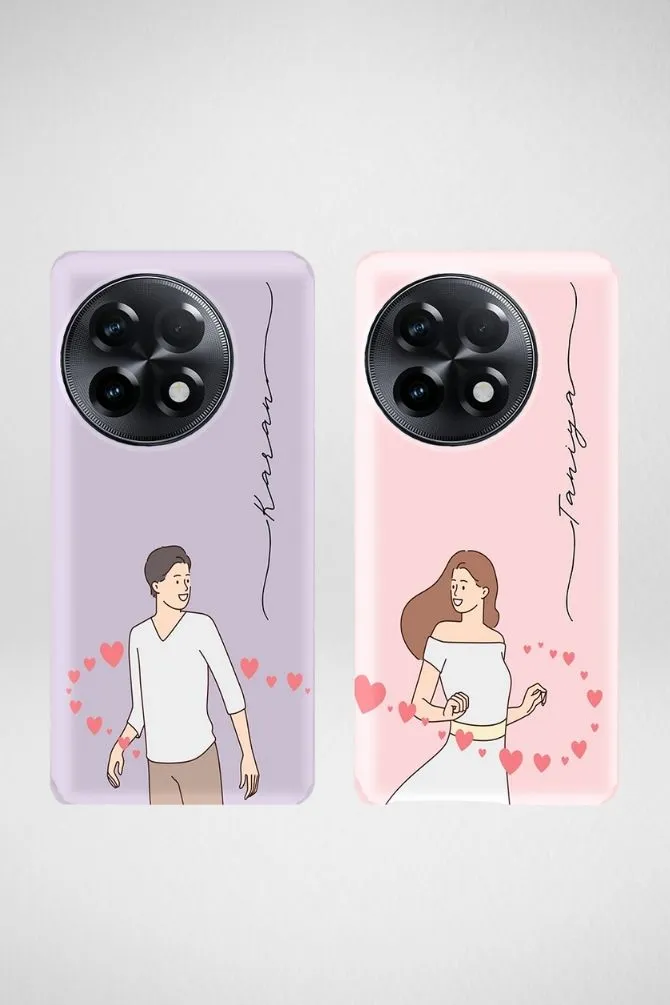 Attractive Cute Couple Customized Hard Mobile Case - iPhone, Samsung, OnePlus & Xiaomi