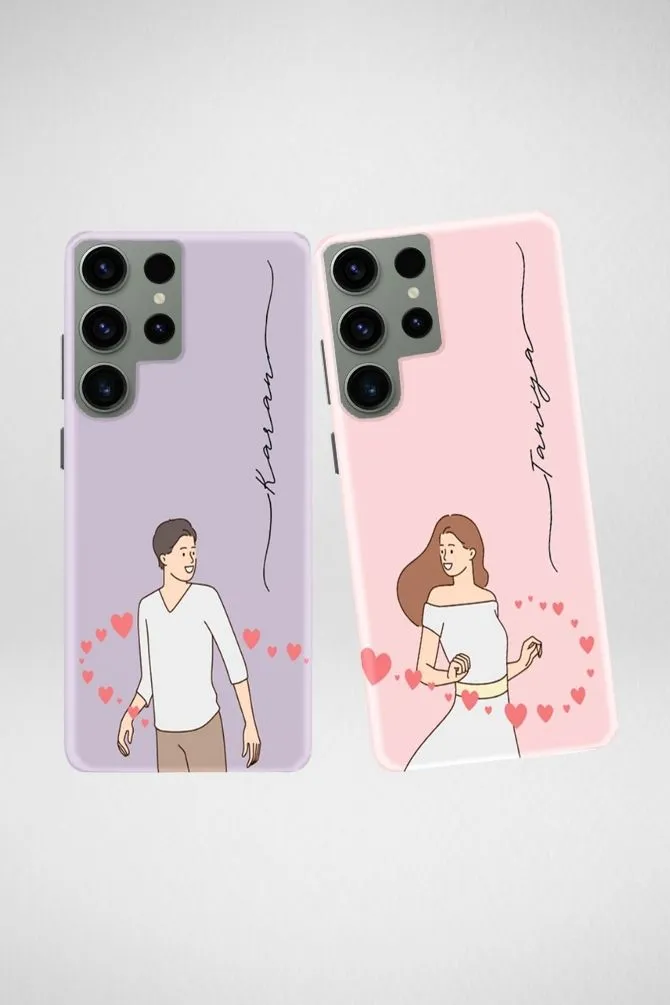 Attractive Cute Couple Customized Hard Mobile Case - iPhone, Samsung, OnePlus & Xiaomi