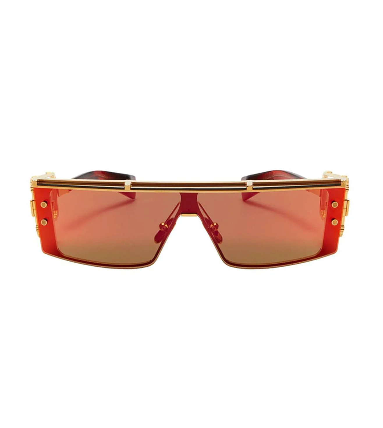 Balmain Men's Red & Brown Rectangular Sunglasses