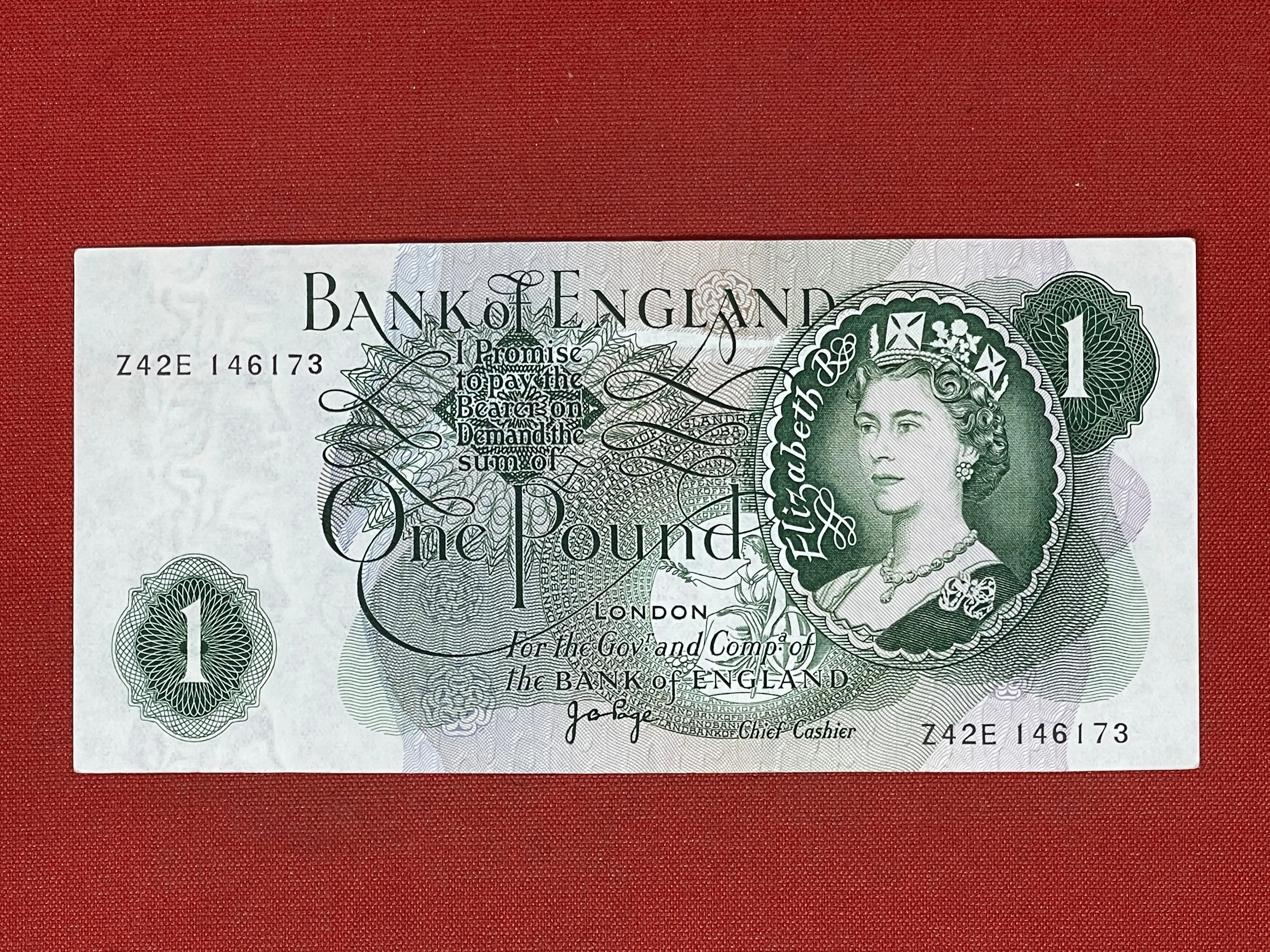 Bank of England £1 Banknote Signed J Page 1970 - 1980 ( Dugg B322 )