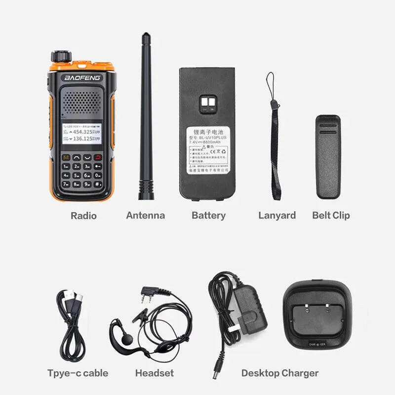 BAOFENG UV-U10 Powerful Handheld Transceiver with UHF VHF Dual Band Long Range Walkie Talkie Ham UV-5R Two Way Radio