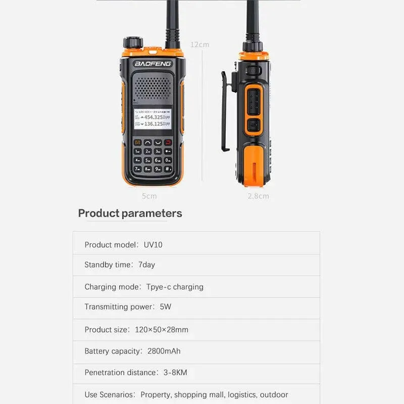 BAOFENG UV-U10 Powerful Handheld Transceiver with UHF VHF Dual Band Long Range Walkie Talkie Ham UV-5R Two Way Radio