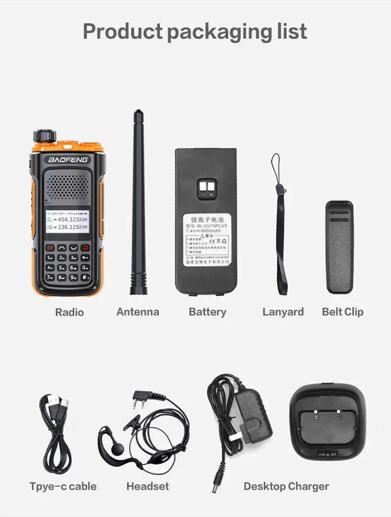 BAOFENG UV-U10 Powerful Handheld Transceiver with UHF VHF Dual Band Long Range Walkie Talkie Ham UV-5R Two Way Radio