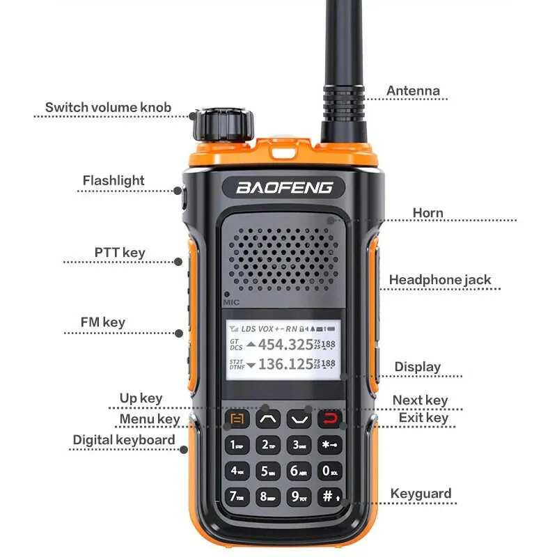 BAOFENG UV-U10 Powerful Handheld Transceiver with UHF VHF Dual Band Long Range Walkie Talkie Ham UV-5R Two Way Radio