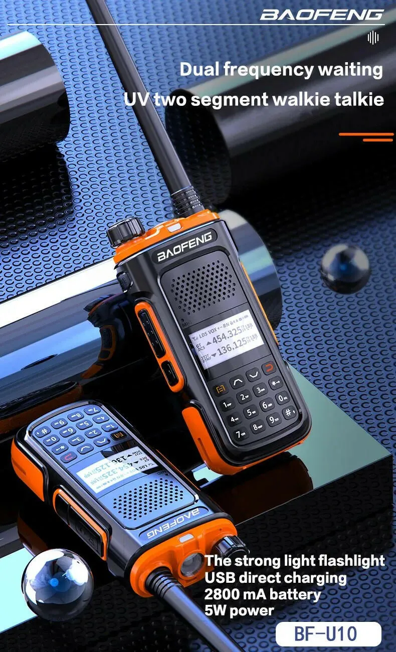 BAOFENG UV-U10 Powerful Handheld Transceiver with UHF VHF Dual Band Long Range Walkie Talkie Ham UV-5R Two Way Radio