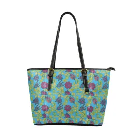 Beaded Nouveau Lime Leather Tote Bag/Large